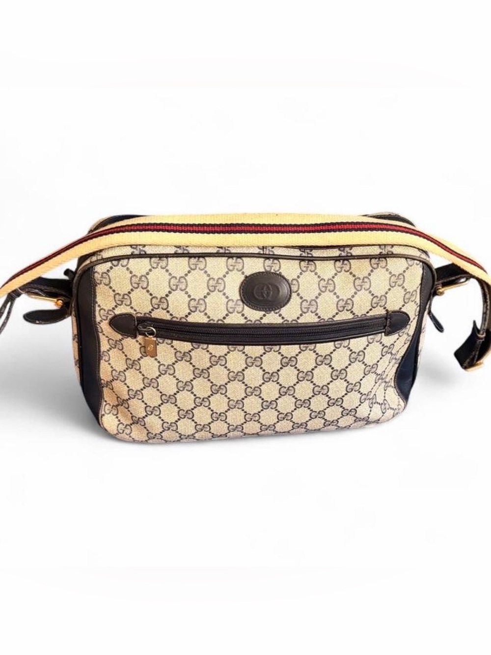 Authentic Gucci Accessory Collection Navy GG Supreme Crossbody / Messenger Bag